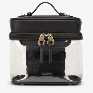 CALPAK Clear Train Case with Top Compartment Black | NWT Travel Makeup Bag
